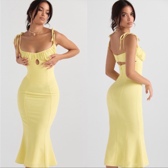 House of CB ‘Soren’ Buttercup Cutout Mermaid Midi  NWT - Picture 3 of 9